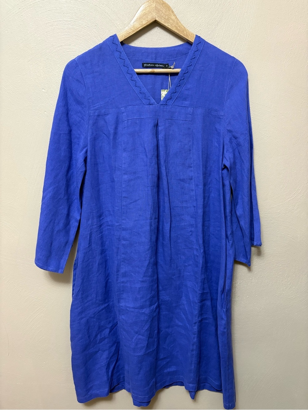 Gudrun Sjoden 100% Linen Woven Dress Purple Blue Size Small NWT New